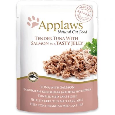 Applaws Cat Pouch with Tuna Wholemeat and Salmon in Jelly - Пауч за котки с месо от риба тон и сьомга в желе 70гр